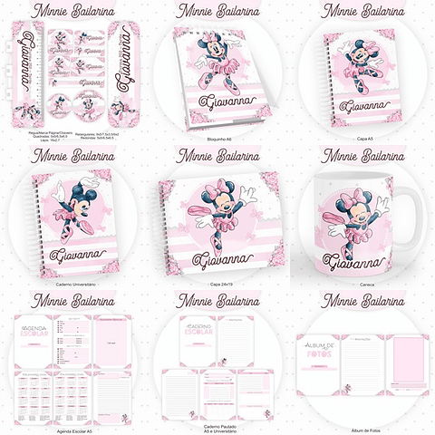 Arquivo Encadernação Kit Escolar Minnie Bailarina - PAMELLA