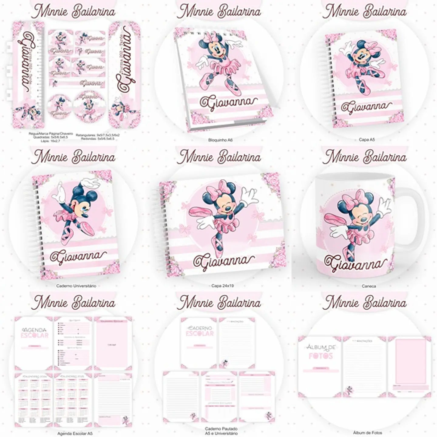 Arquivo Encadernação Kit Escolar Minnie Bailarina - PAMELLA 1