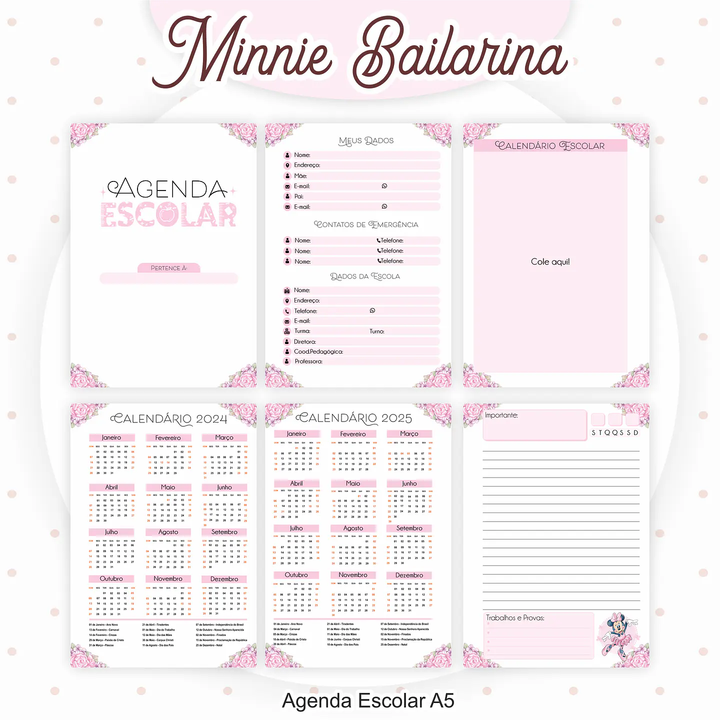 Arquivo Encadernação Kit Escolar Minnie Bailarina - PAMELLA 3