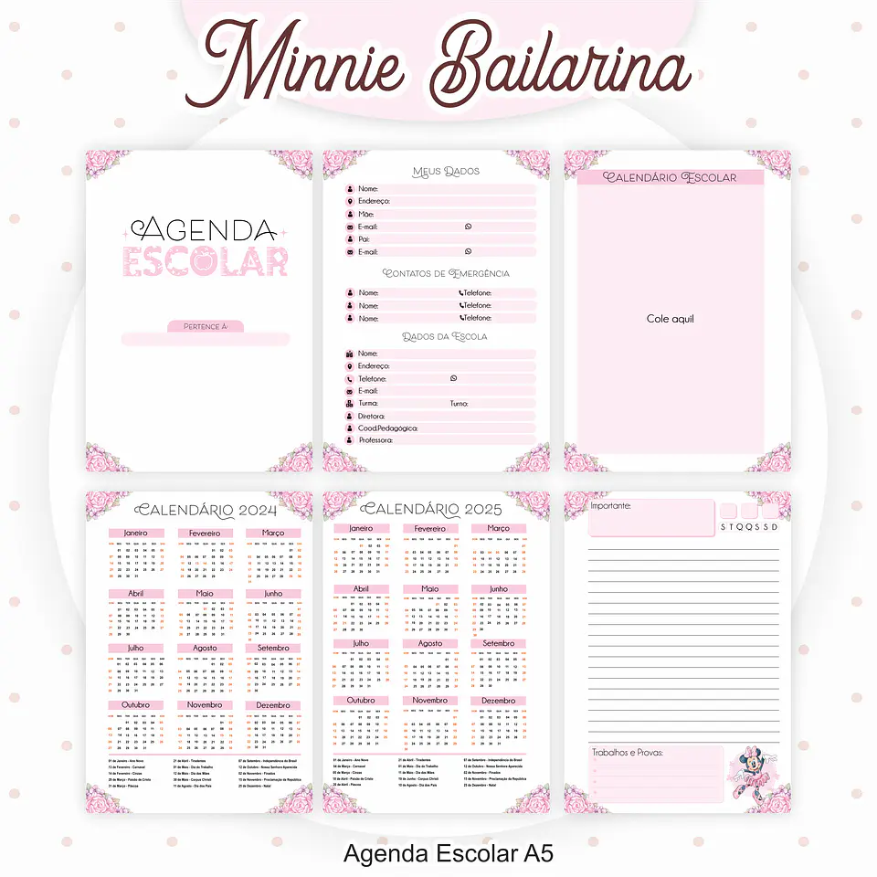 Arquivo Encadernação Kit Escolar Minnie Bailarina - PAMELLA 3