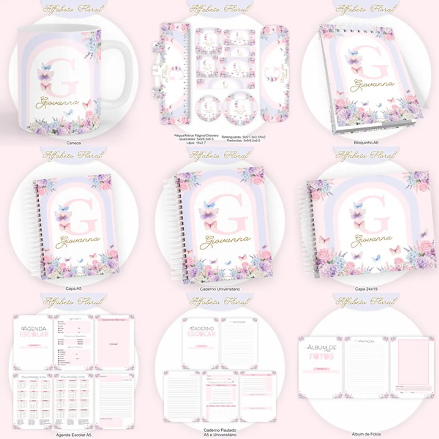 Arquivo Encadernação Kit Escolar Alfabeto Floral - PAMELLA 1