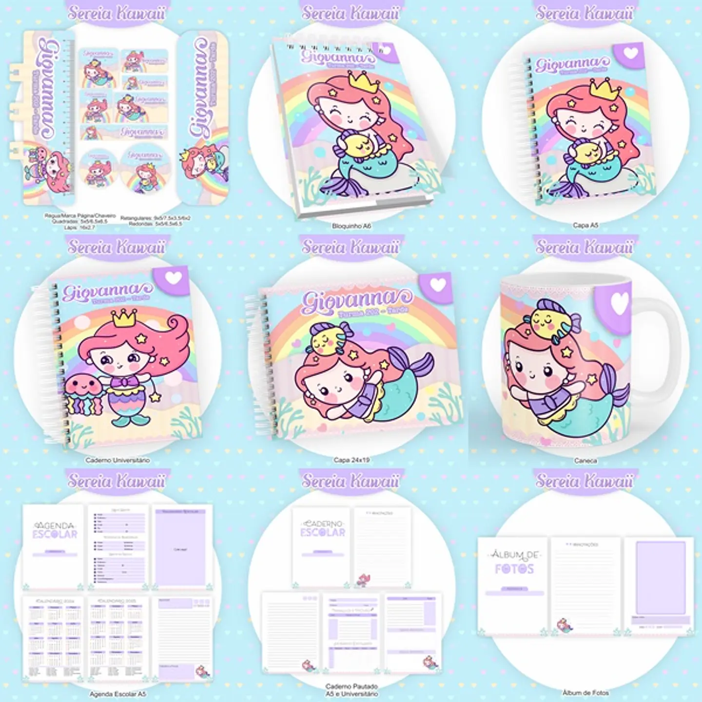 Arquivo Encadernação Kit Escolar Sereia - PAMELLA 1
