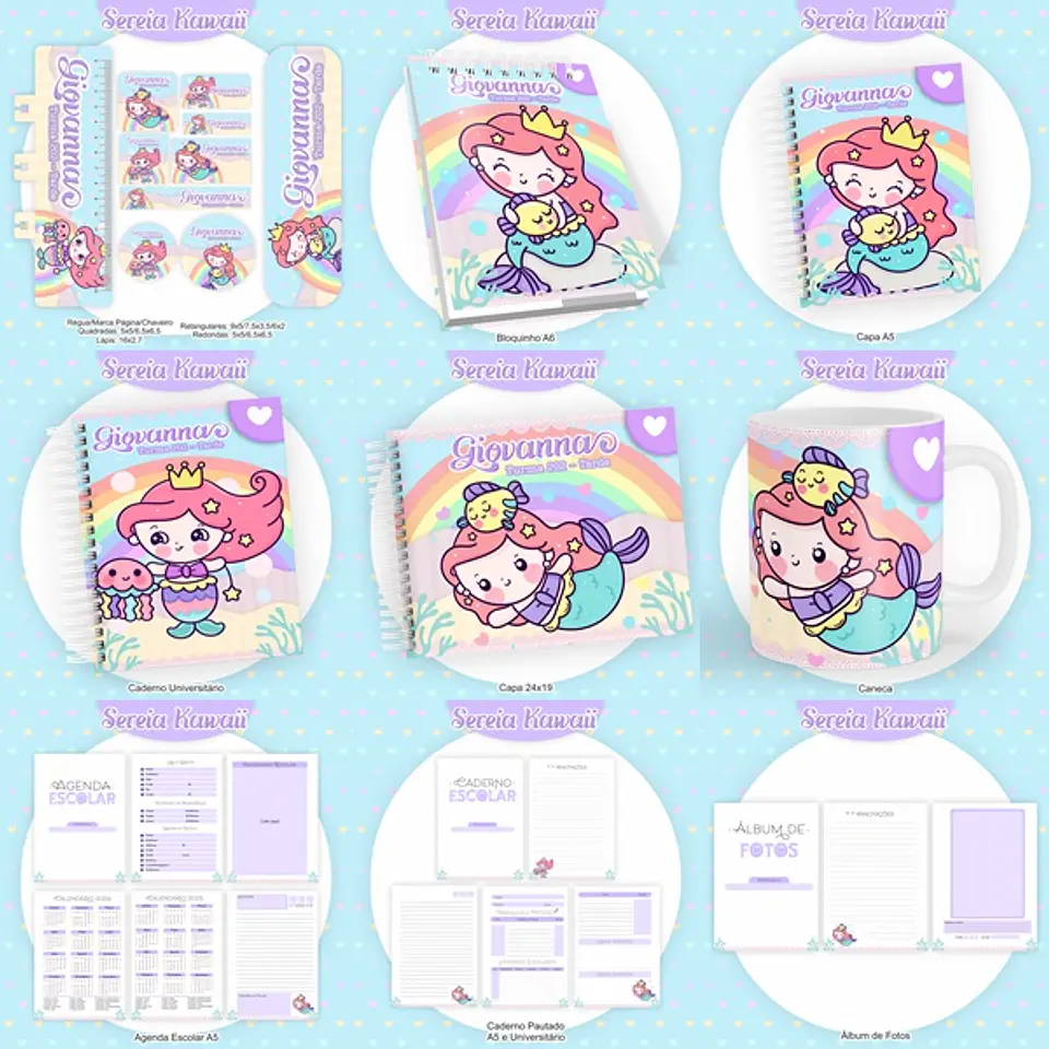 Arquivo Encadernação Kit Escolar Sereia - PAMELLA 1