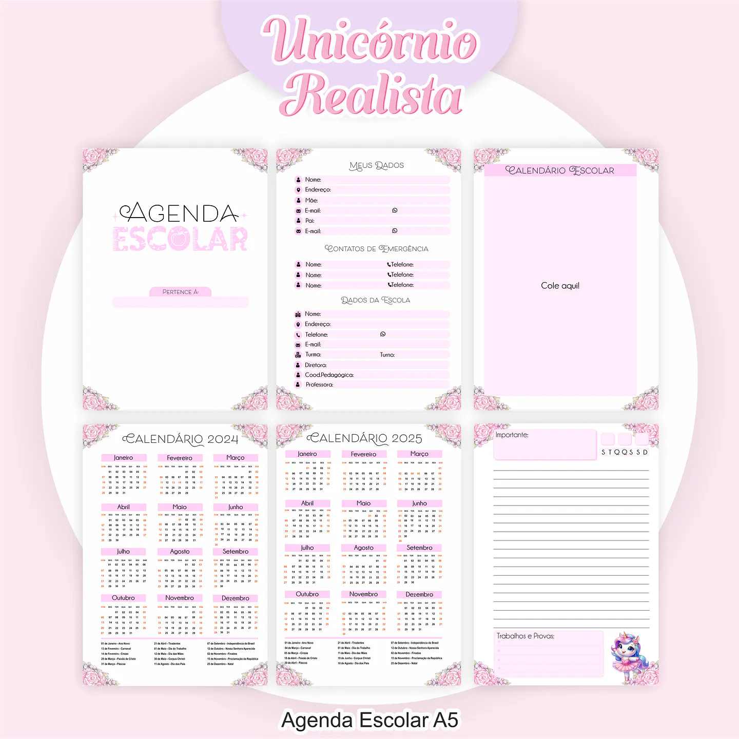 Arquivo Encadernação Kit Escolar Unicórnio - PAMELLA 3
