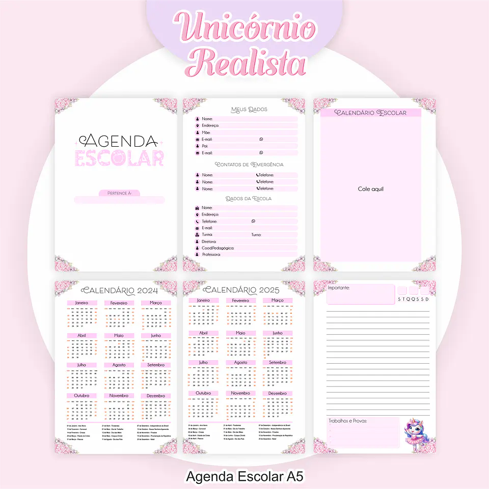 Arquivo Encadernação Kit Escolar Unicórnio - PAMELLA 3