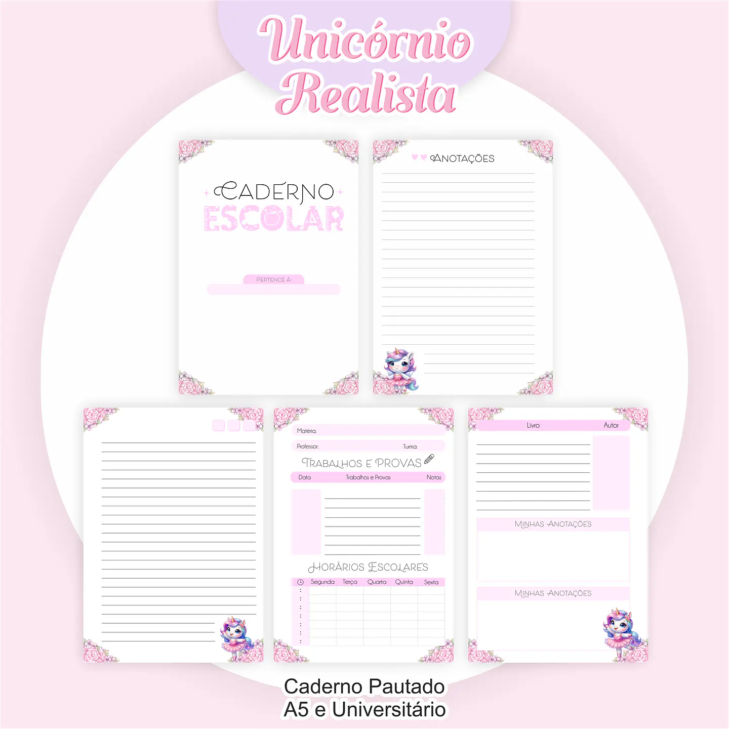 Arquivo Encadernação Kit Escolar Unicórnio - PAMELLA 4