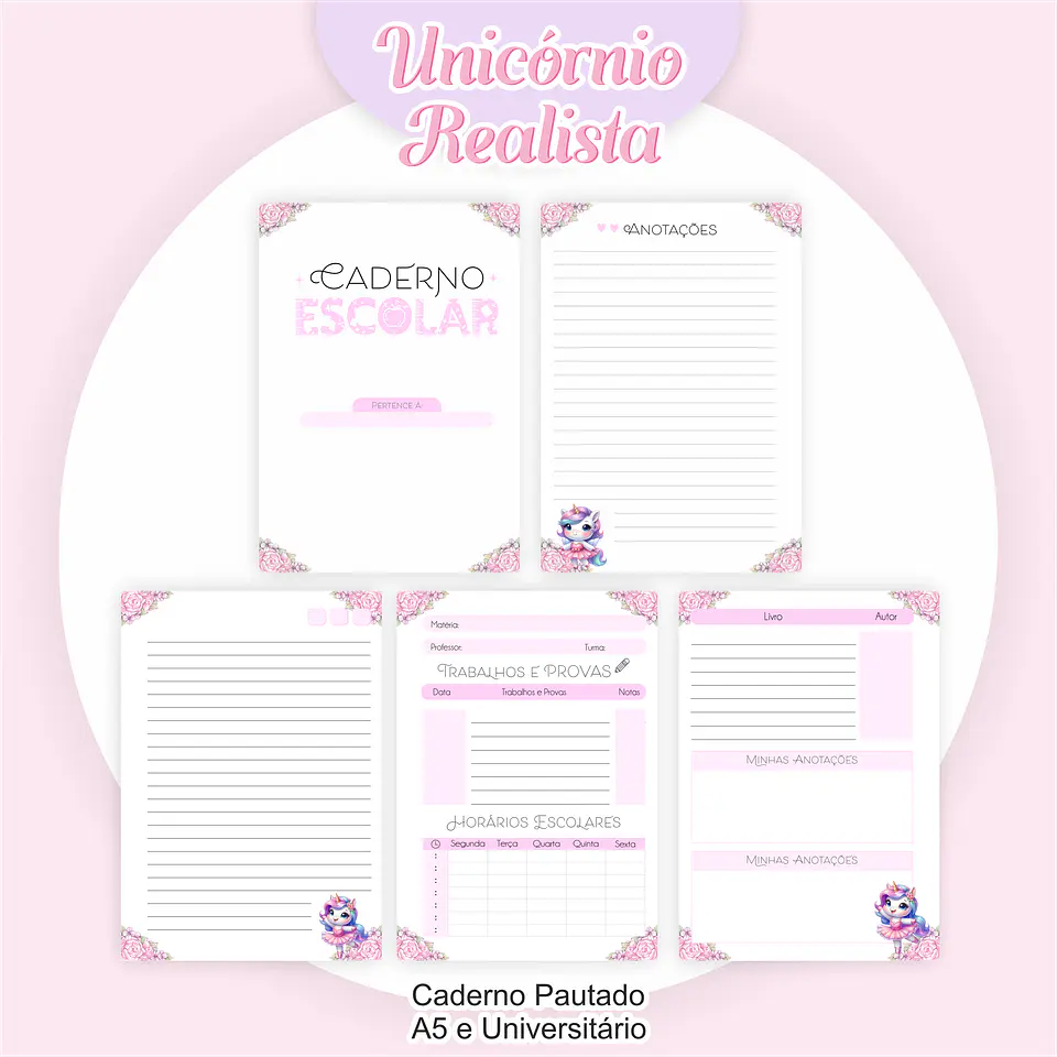 Arquivo Encadernação Kit Escolar Unicórnio - PAMELLA 4
