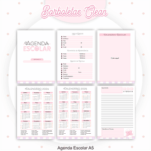 Arquivo Encadernação Kit Escolar Borboletas Clean - PAMELLA