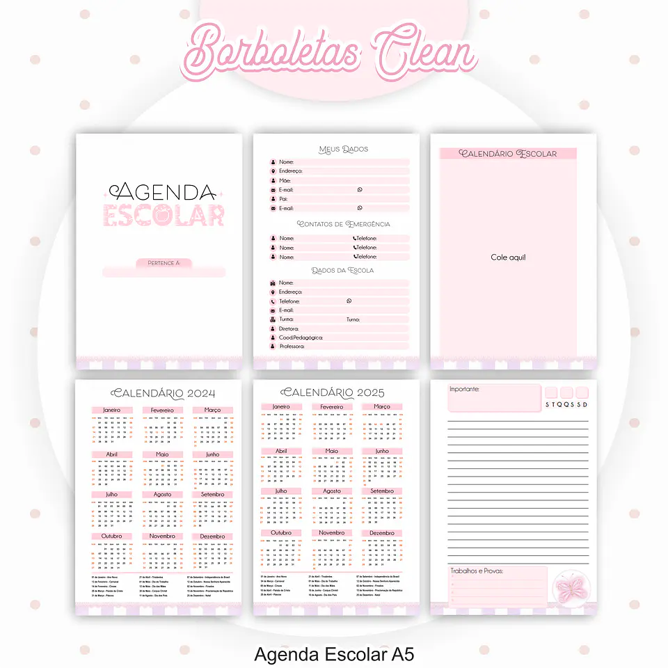 Arquivo Encadernação Kit Escolar Borboletas Clean - PAMELLA 2