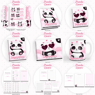 Arquivo Encadernação Kit Escolar Panda rosa - PAMELLA