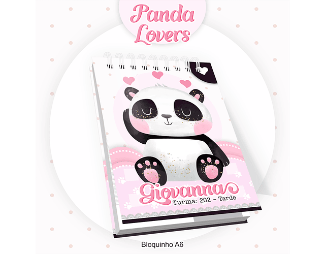 Arquivo Encadernação Kit Escolar Panda rosa - PAMELLA