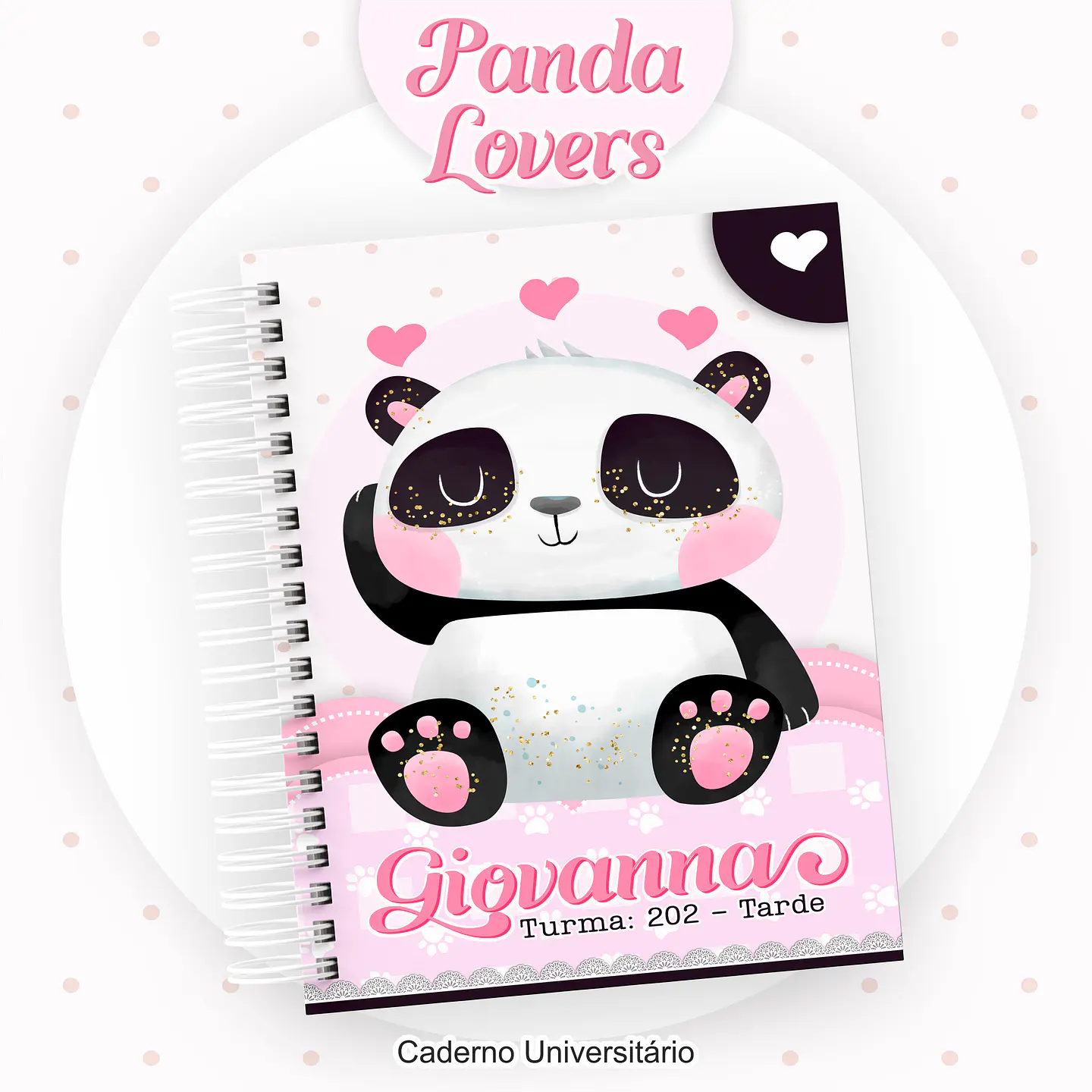 Arquivo Encadernação Kit Escolar Panda rosa - PAMELLA 8