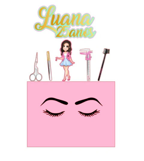 ARQUIVO DE CORTE TOPO DE BOLO MAQUIAGEM CILIOS E SOBRANCELHAS