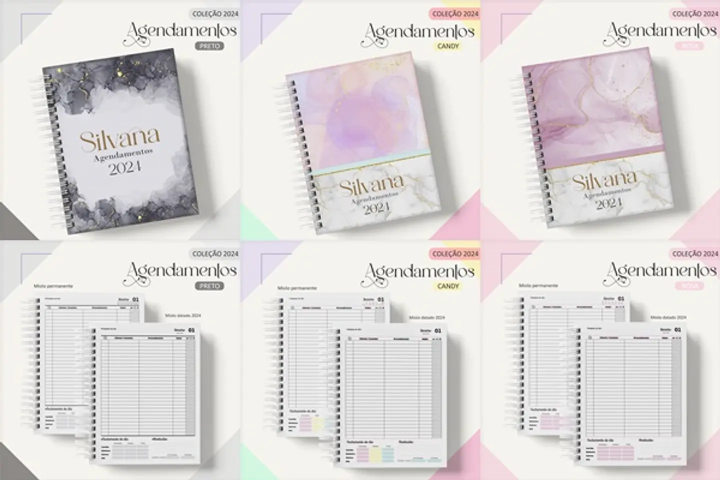 Arquivo Combo Agendamentos Preto, Rosa e Candy - Lina Criativa 1