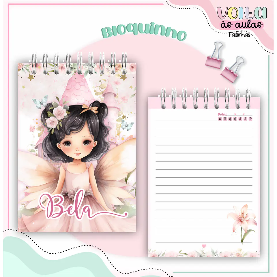 Arquivo encadernação kit escolar  Fadinha LINA CRIATIVA 3