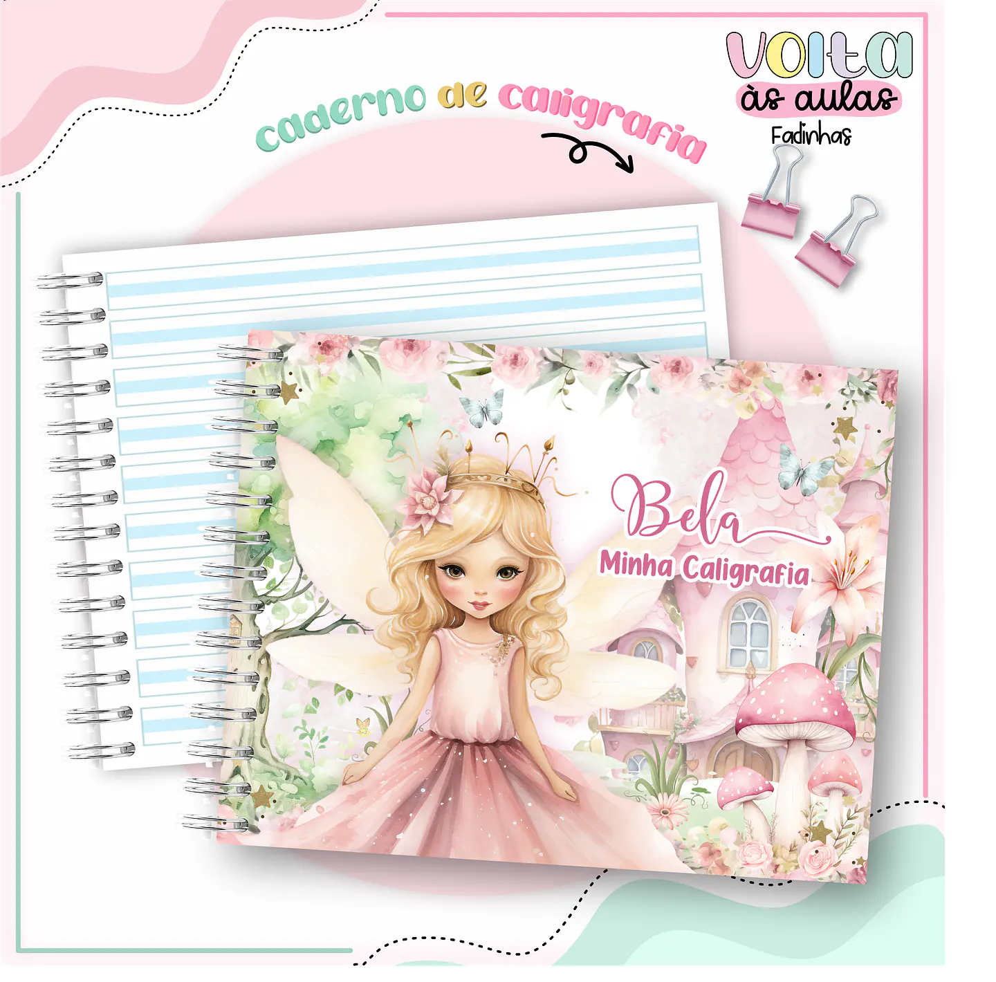 Arquivo encadernação kit escolar  Fadinha LINA CRIATIVA 5