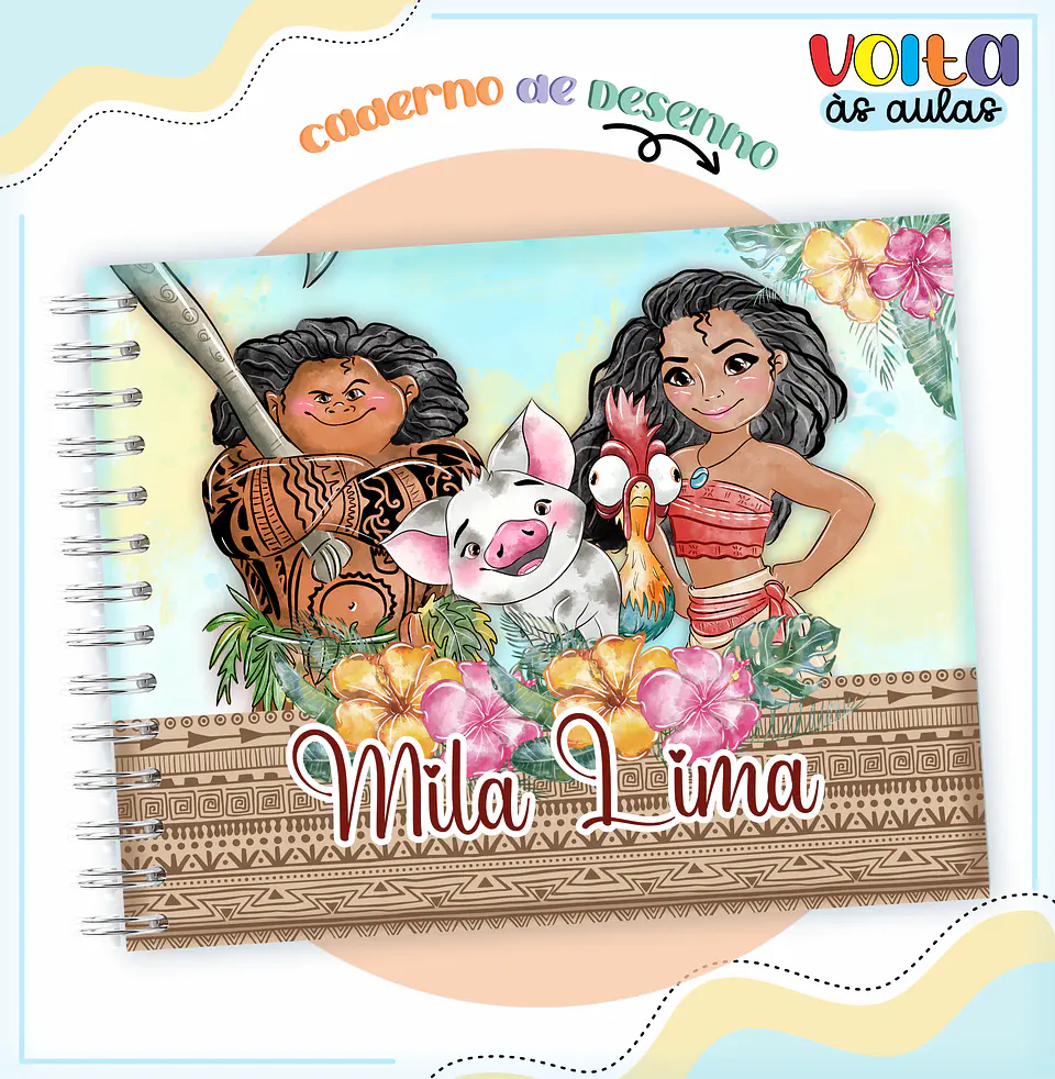 Arquivo encadernação kit escolar  Moana -  LINA CRIATIVA 2