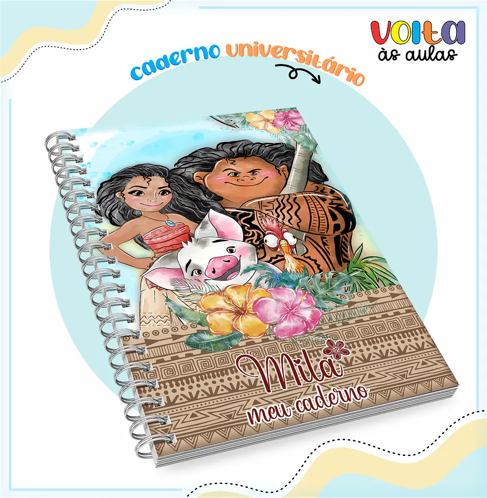 Arquivo encadernação kit escolar  Moana -  LINA CRIATIVA 5