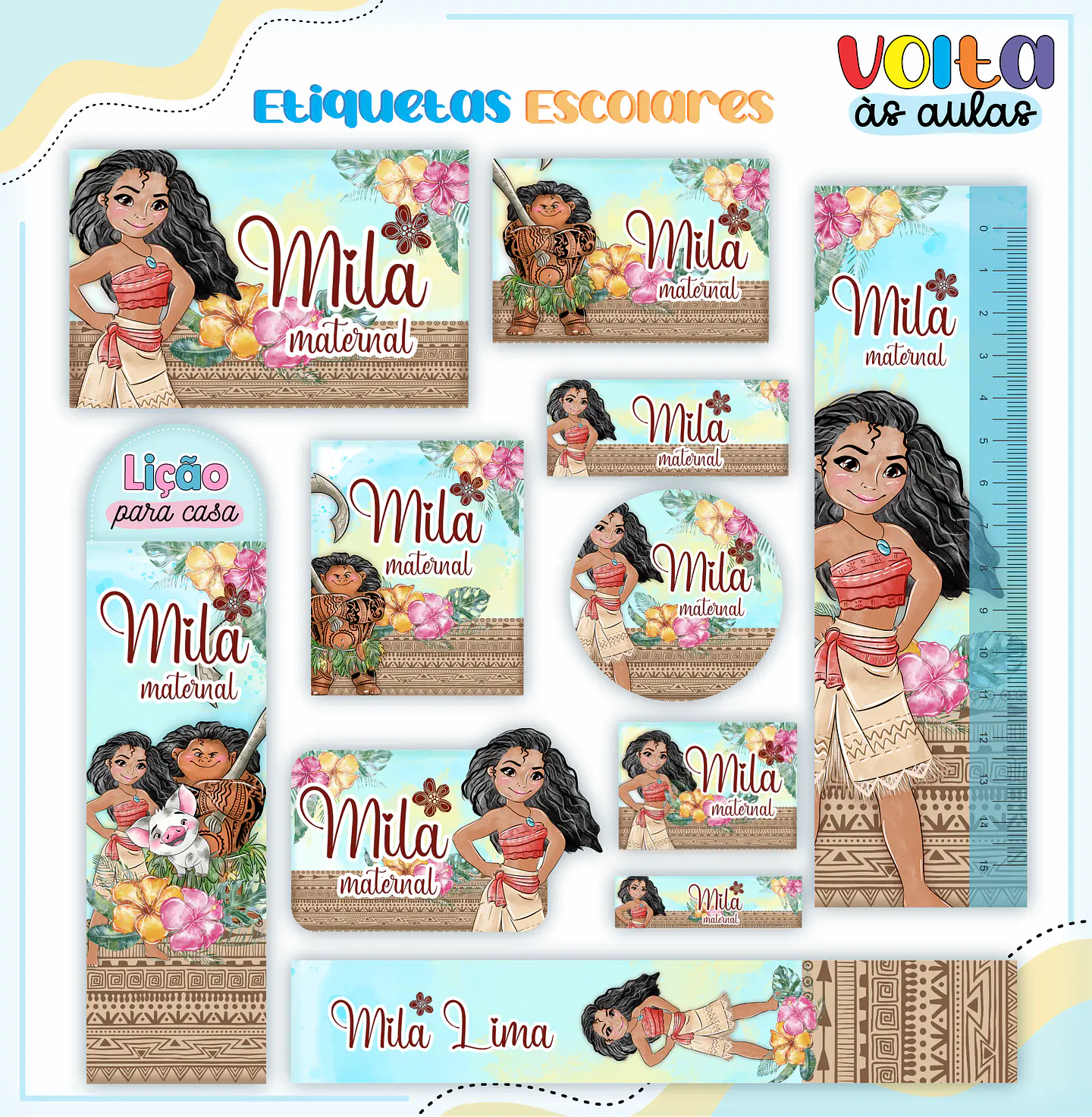 Arquivo encadernação kit escolar  Moana -  LINA CRIATIVA 10