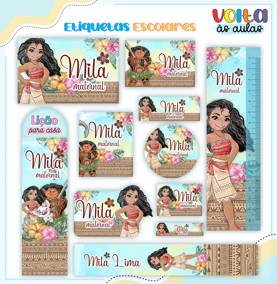 Arquivo encadernação kit escolar  Moana -  LINA CRIATIVA 10