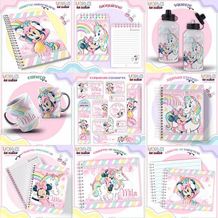 Arquivo encadernação kit escolar  Minnie Unicórnio -  LINA CRIATIVA