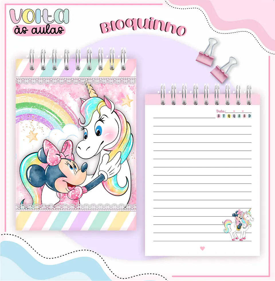 Arquivo encadernação kit escolar  Minnie Unicórnio -  LINA CRIATIVA 7