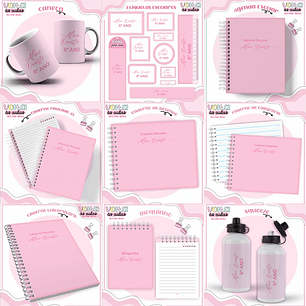 Arquivo encadernação kit escolar  Neutro Rosa -  LINA CRIATIVA