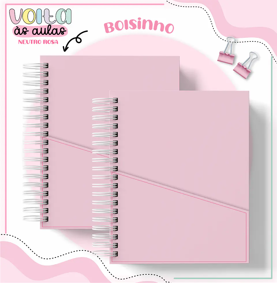 Arquivo encadernação kit escolar  Neutro Rosa -  LINA CRIATIVA 2