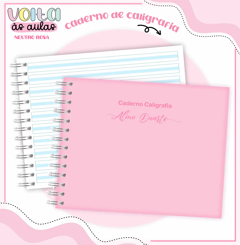 Arquivo encadernação kit escolar  Neutro Rosa -  LINA CRIATIVA 3