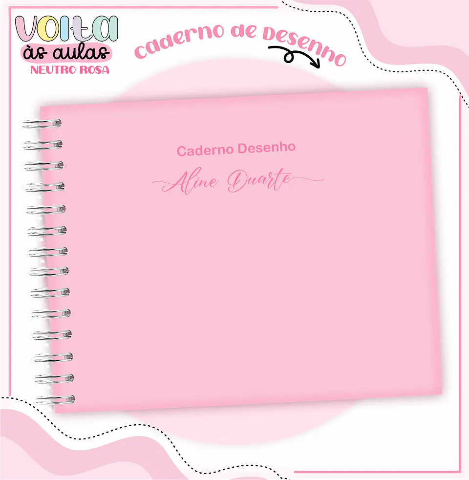 Arquivo encadernação kit escolar  Neutro Rosa -  LINA CRIATIVA 6