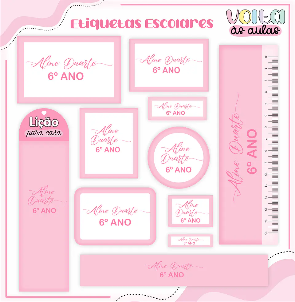 Arquivo encadernação kit escolar  Neutro Rosa -  LINA CRIATIVA 9