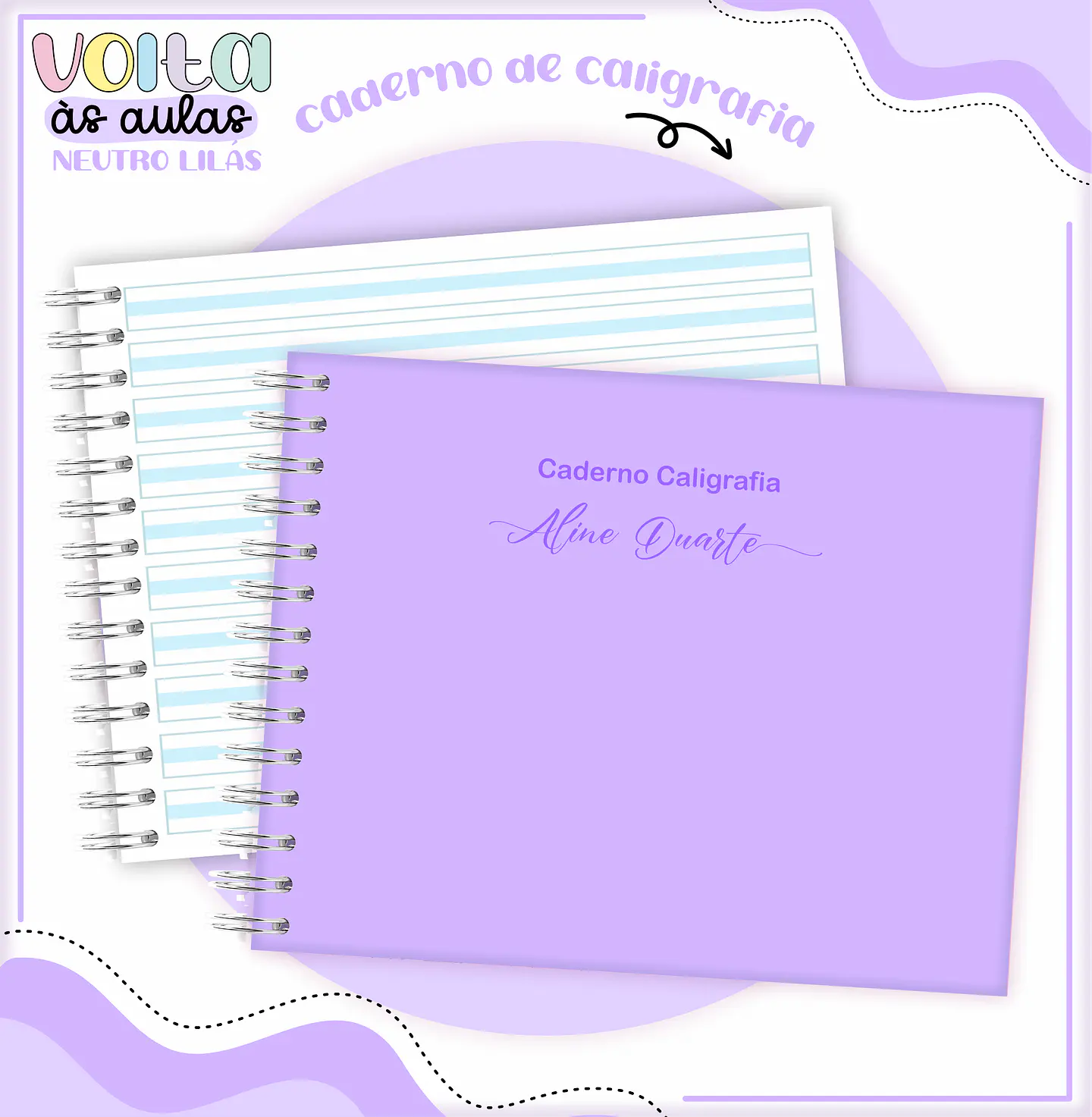 Arquivo encadernação kit escolar  Neutro Lilás -  LINA CRIATIVA 3