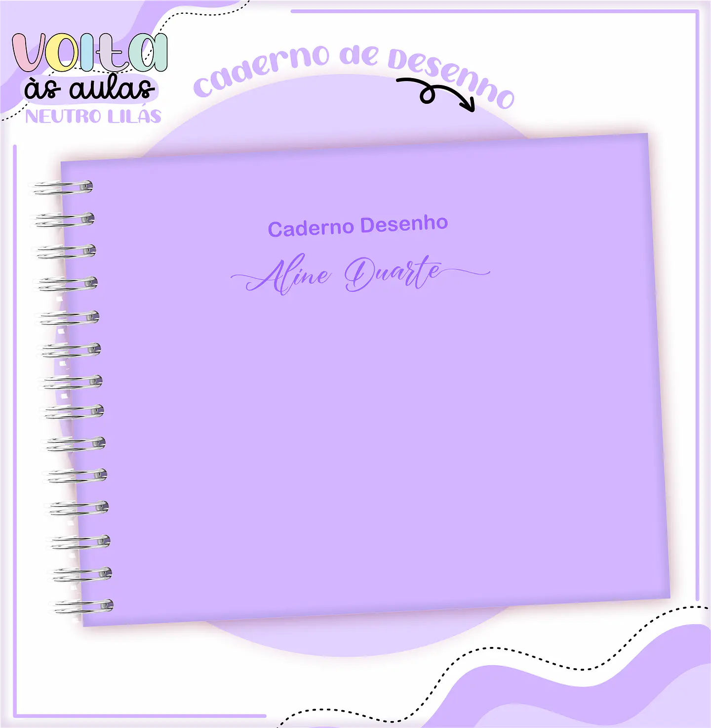 Arquivo encadernação kit escolar  Neutro Lilás -  LINA CRIATIVA 12