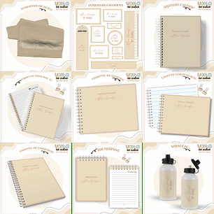 Arquivo encadernação kit escolar  Neutro Bege -  LINA CRIATIVA