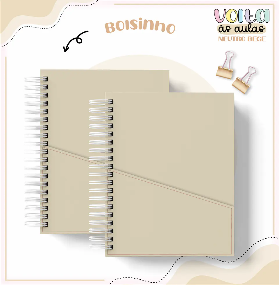 Arquivo encadernação kit escolar  Neutro Bege -  LINA CRIATIVA 2