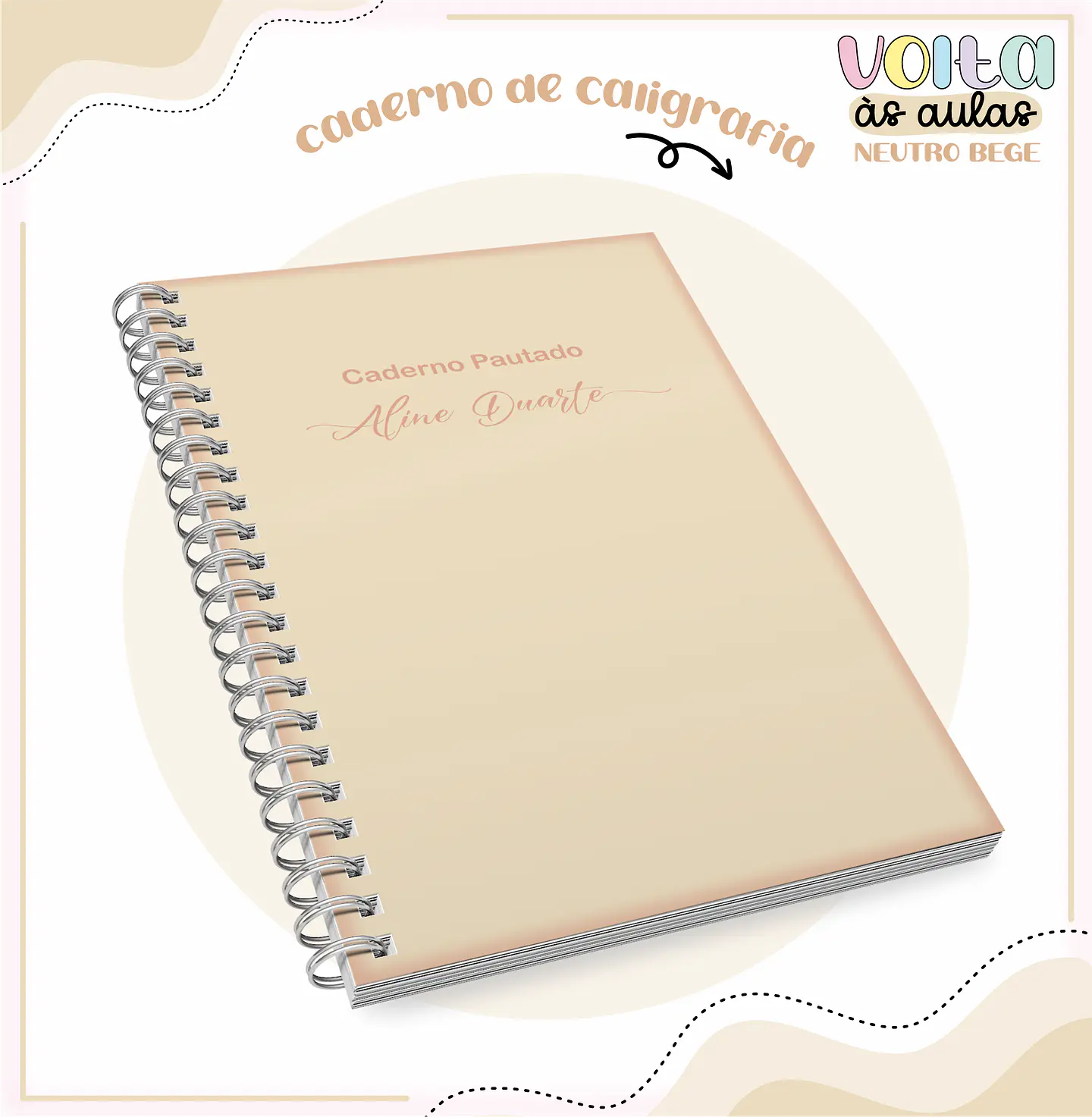 Arquivo encadernação kit escolar  Neutro Bege -  LINA CRIATIVA 3