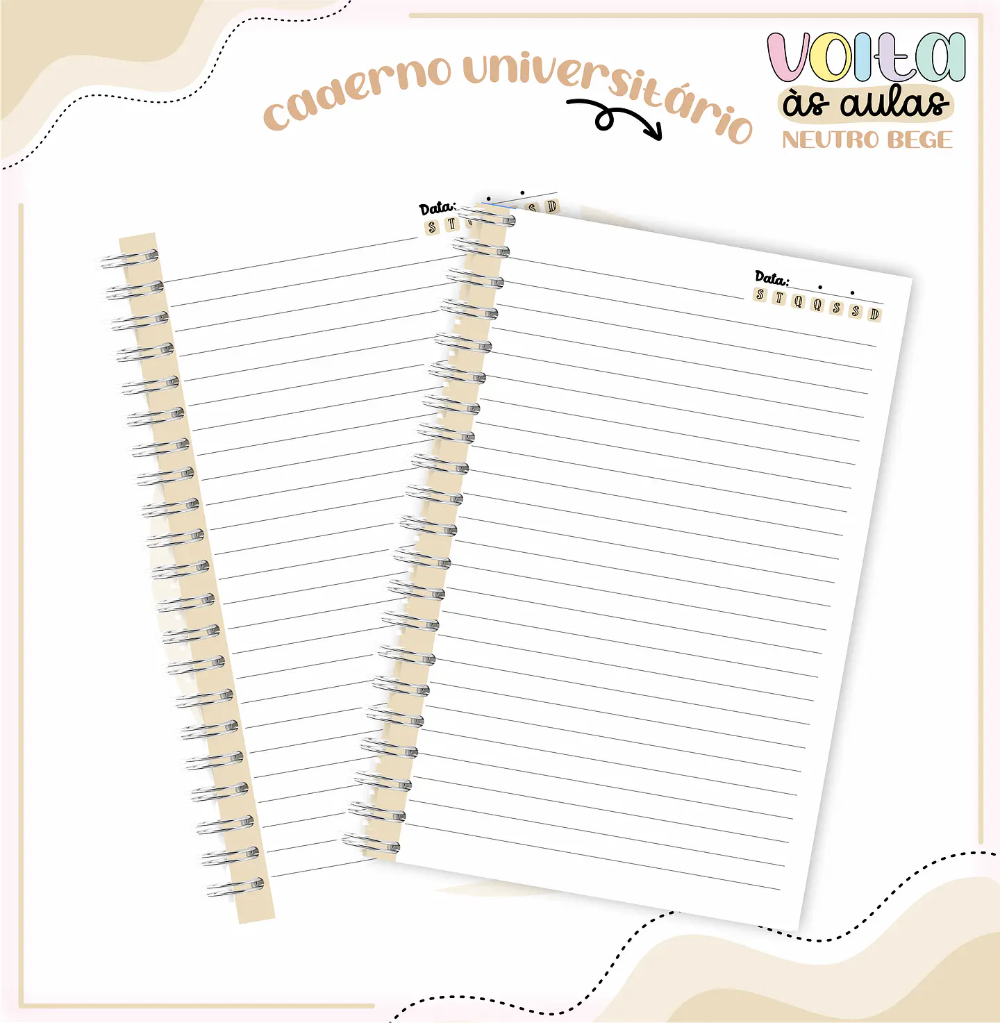 Arquivo encadernação kit escolar  Neutro Bege -  LINA CRIATIVA 4