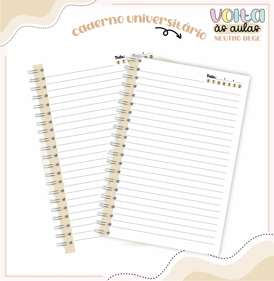 Arquivo encadernação kit escolar  Neutro Bege -  LINA CRIATIVA 4