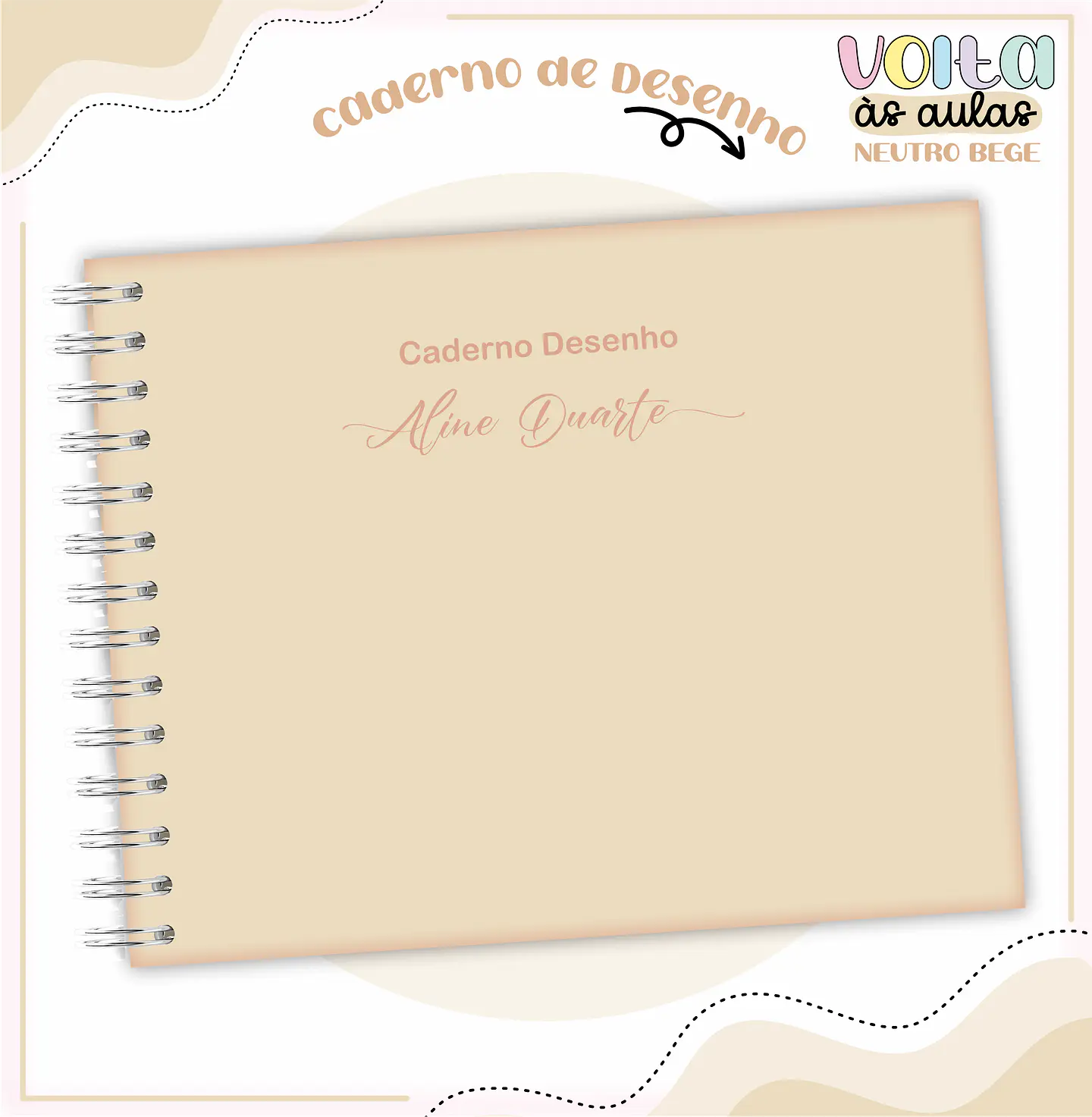 Arquivo encadernação kit escolar  Neutro Bege -  LINA CRIATIVA 6
