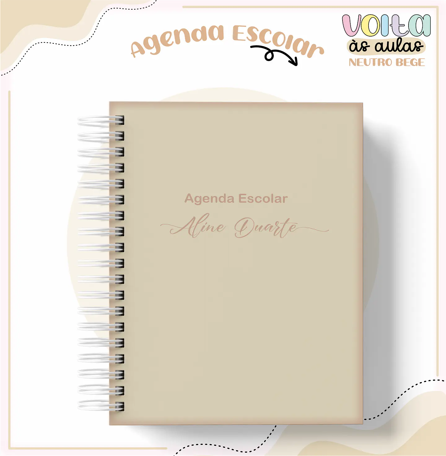 Arquivo encadernação kit escolar  Neutro Bege -  LINA CRIATIVA 8
