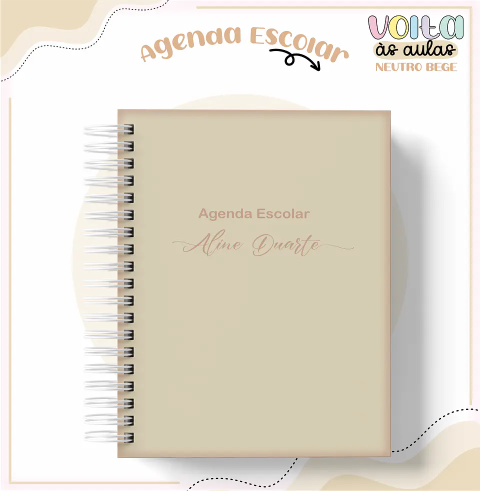 Arquivo encadernação kit escolar  Neutro Bege -  LINA CRIATIVA 8