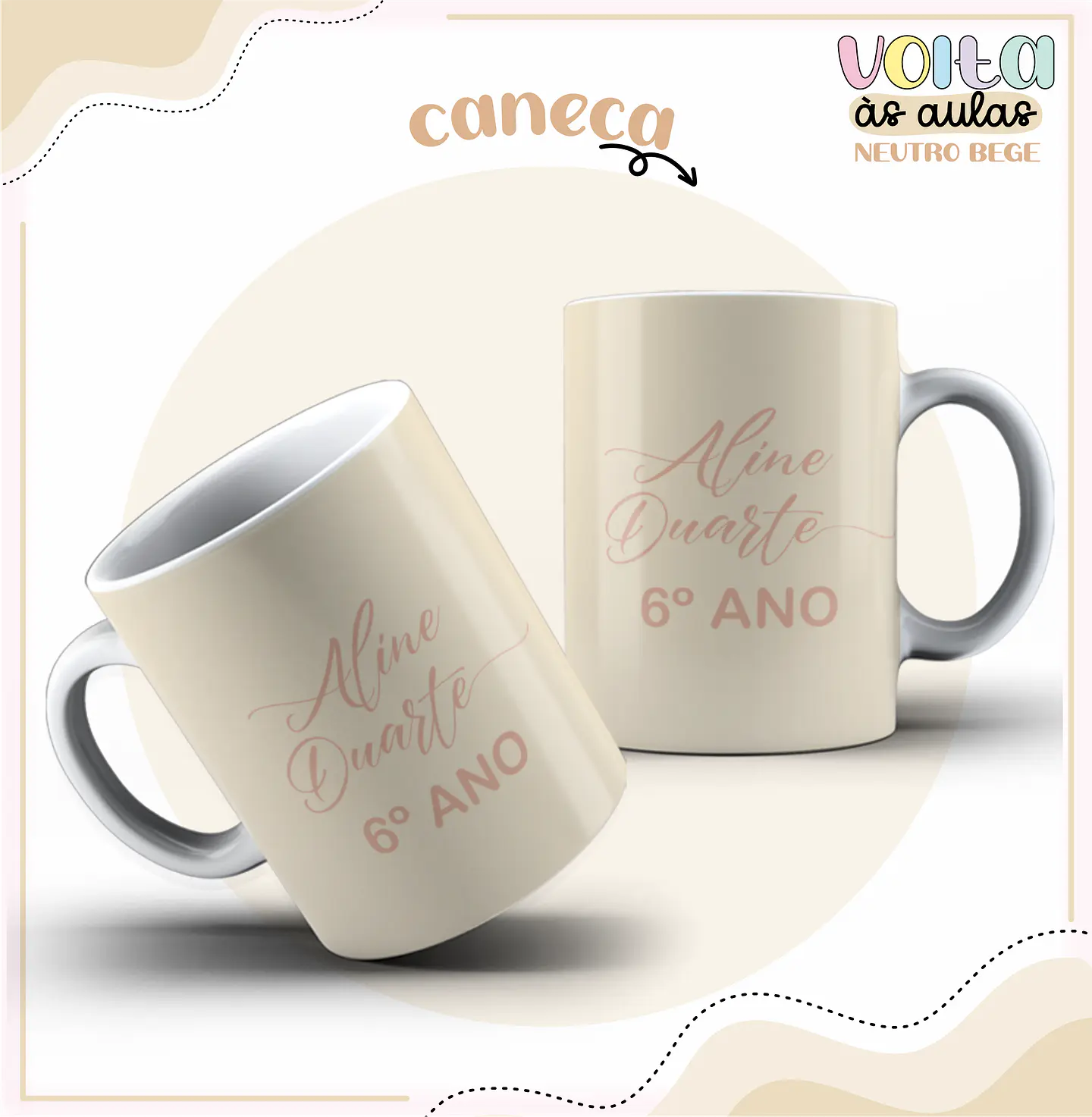 Arquivo encadernação kit escolar  Neutro Bege -  LINA CRIATIVA 11