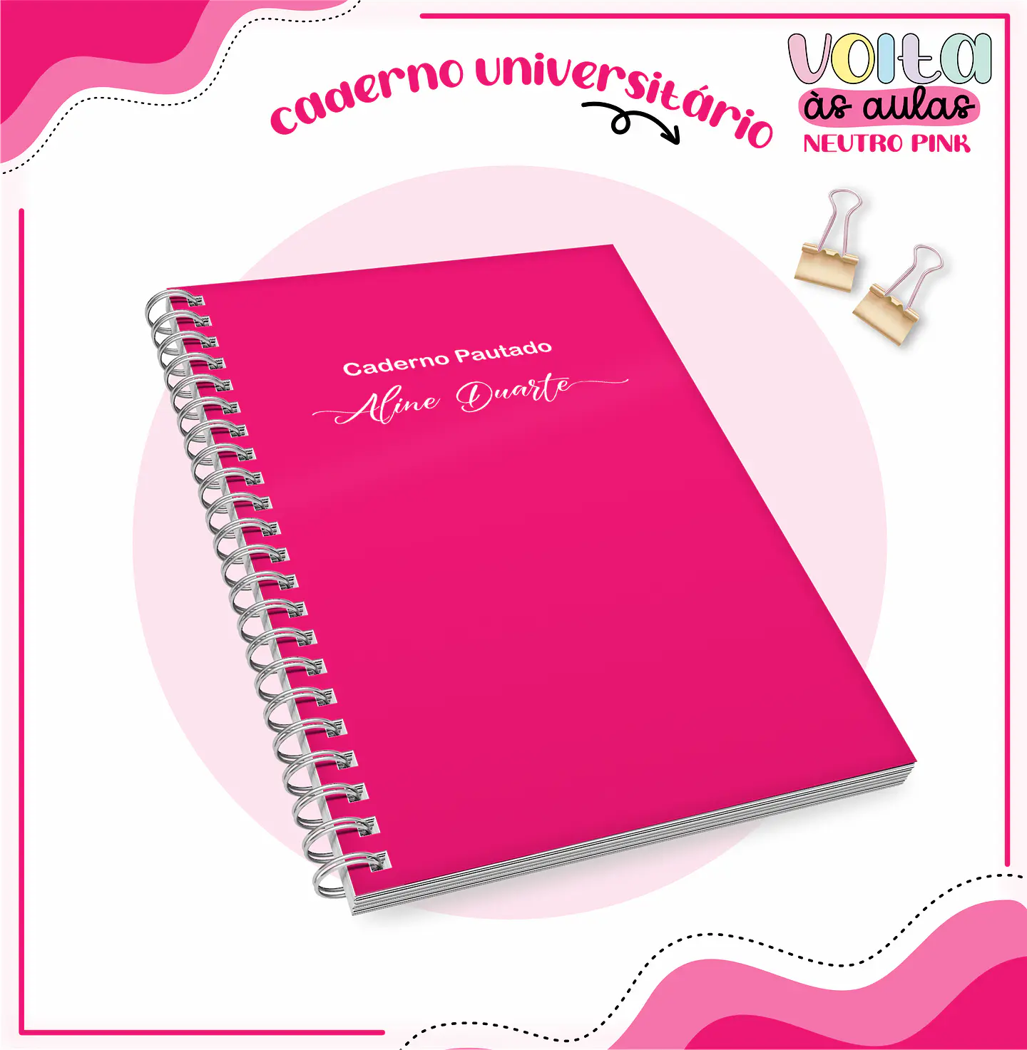 Arquivo encadernação kit escolar  Neutro Pink -  LINA CRIATIVA 5