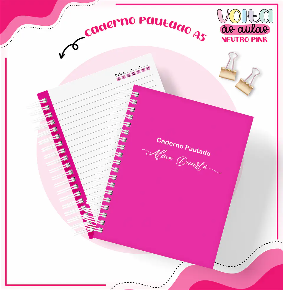 Arquivo encadernação kit escolar  Neutro Pink -  LINA CRIATIVA 7