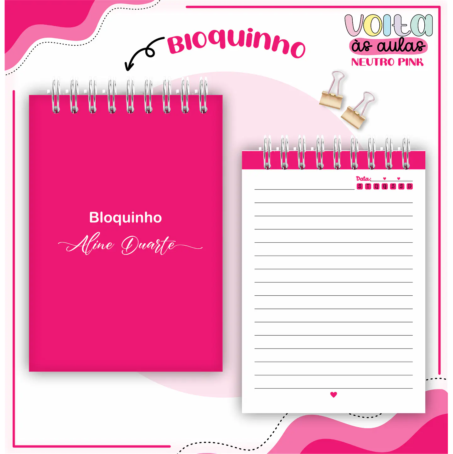 Arquivo encadernação kit escolar  Neutro Pink -  LINA CRIATIVA 13