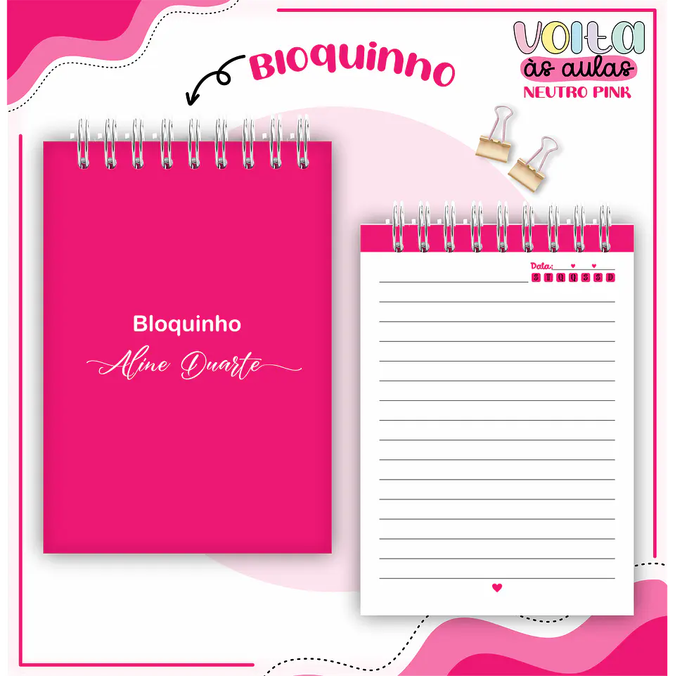 Arquivo encadernação kit escolar  Neutro Pink -  LINA CRIATIVA 13