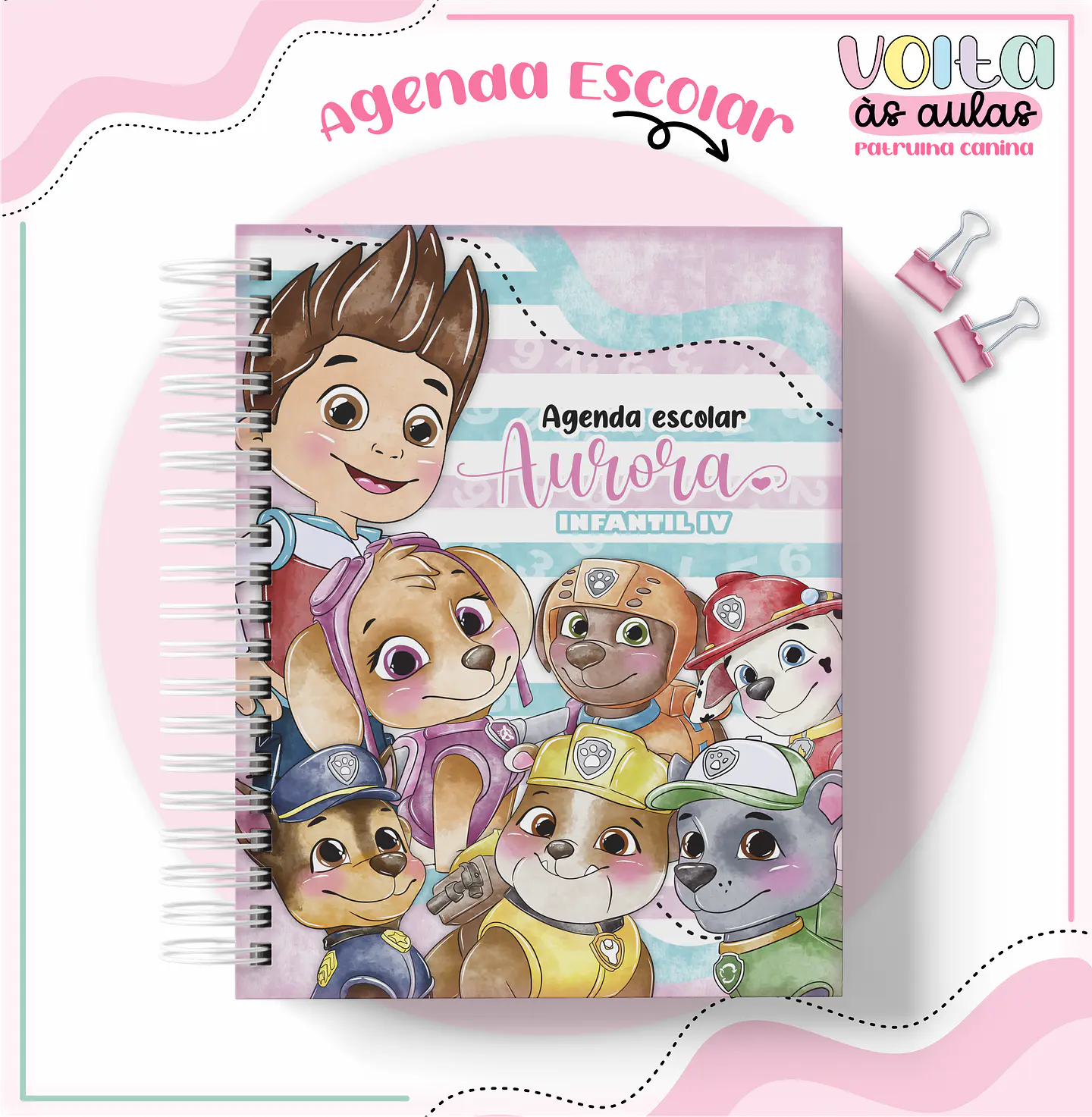 Arquivo encadernação kit escolar  Patrulha Canina Menina -  LINA CRIATIVA 8