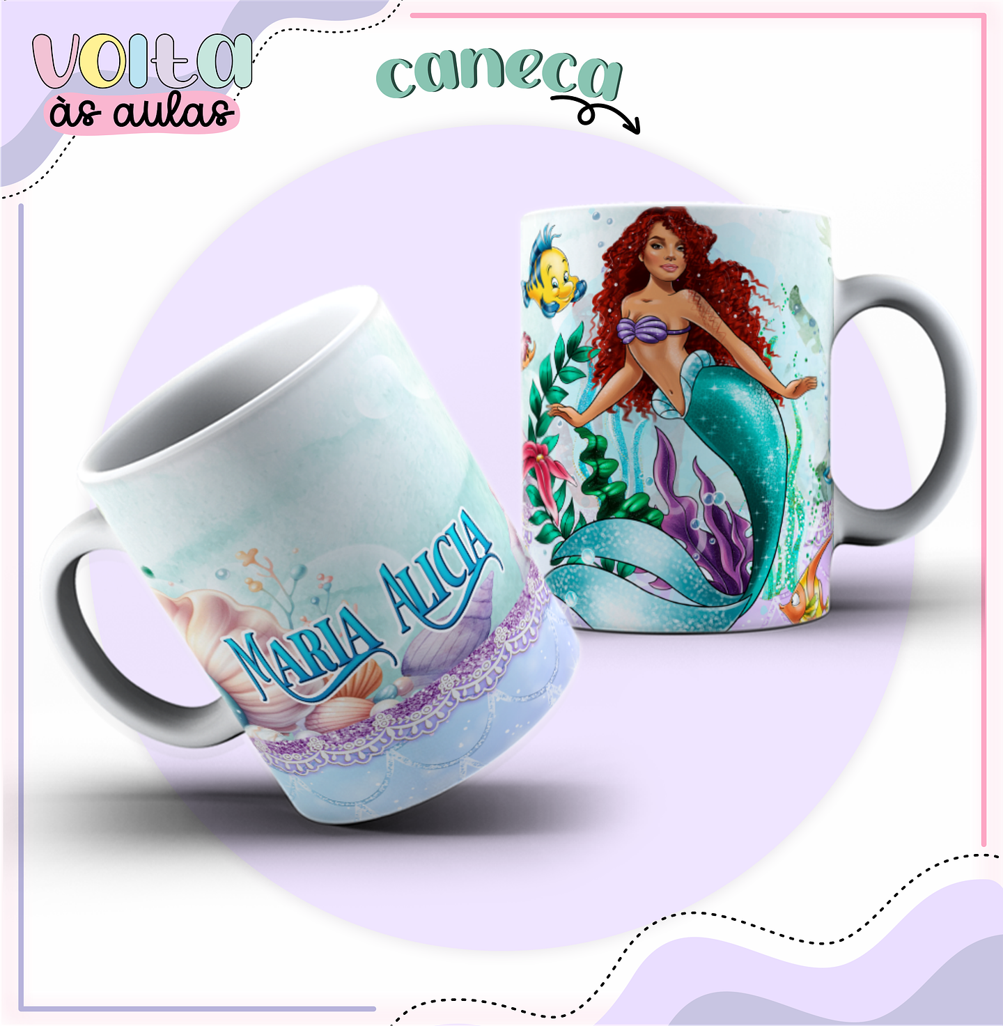 Arquivo encadernação kit escolar  Pequena Sereia -  LINA CRIATIVA 2