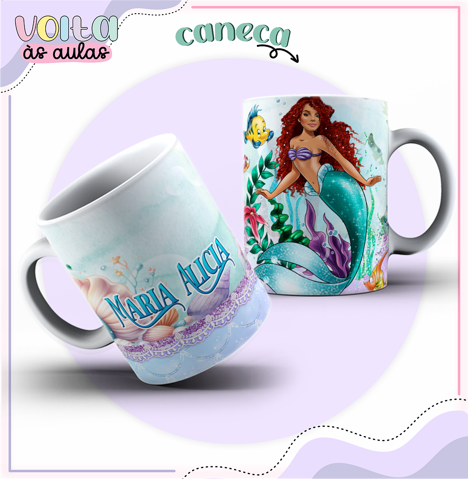 Arquivo encadernação kit escolar  Pequena Sereia -  LINA CRIATIVA 2