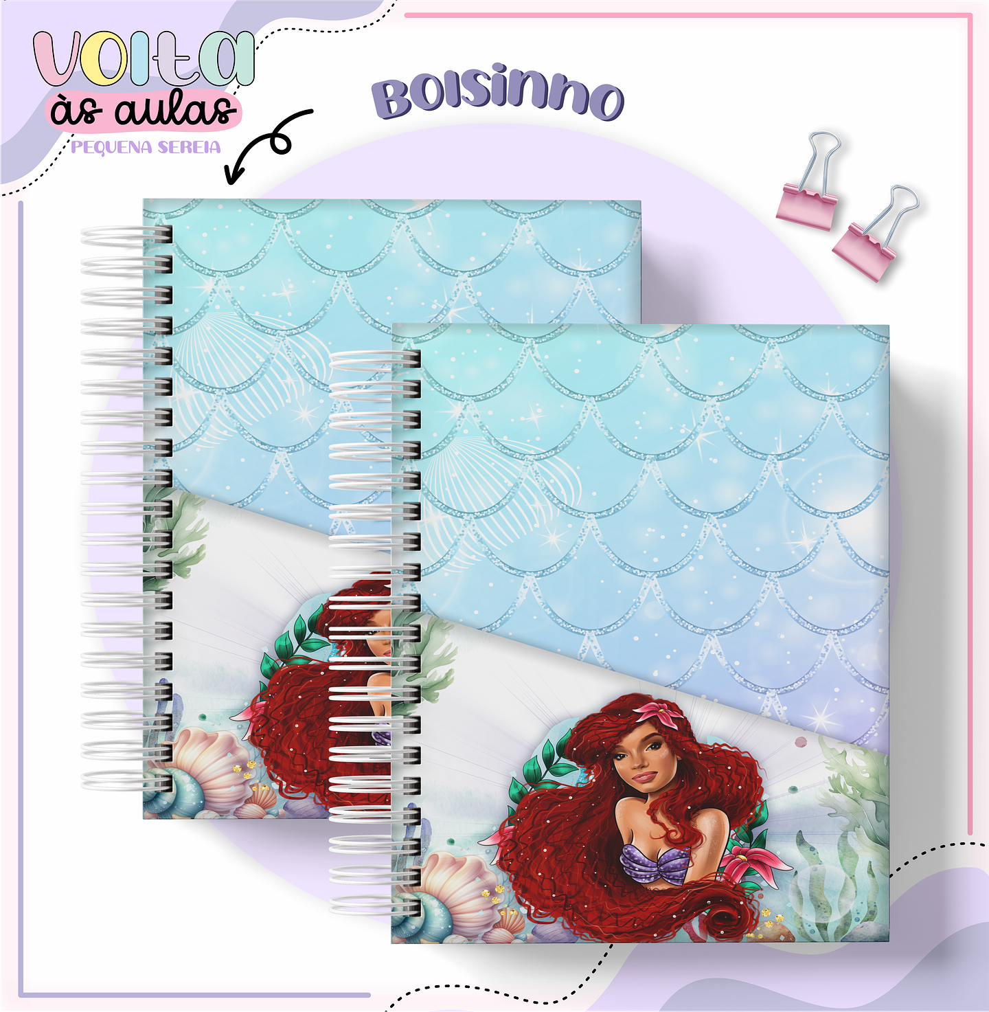 Arquivo encadernação kit escolar  Pequena Sereia -  LINA CRIATIVA 11